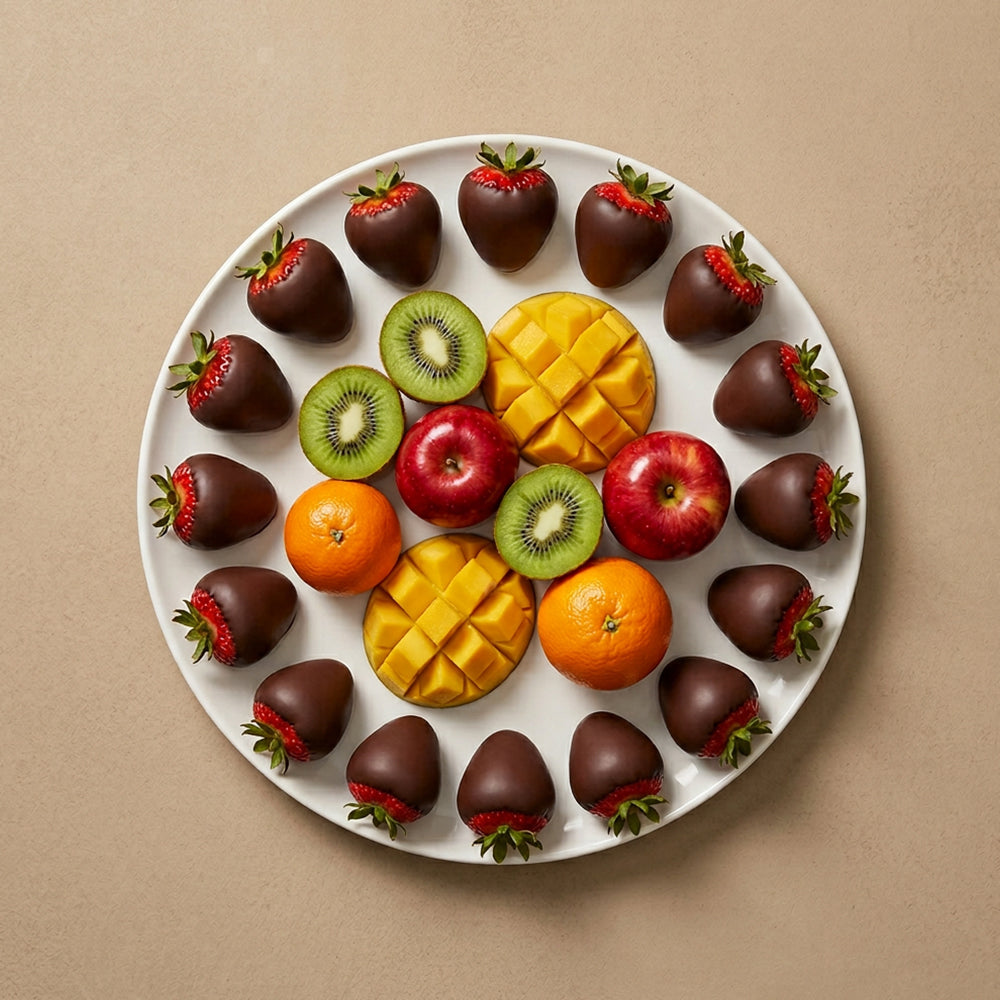 Assorted Fruits and Dipped Strawberries Gift Box