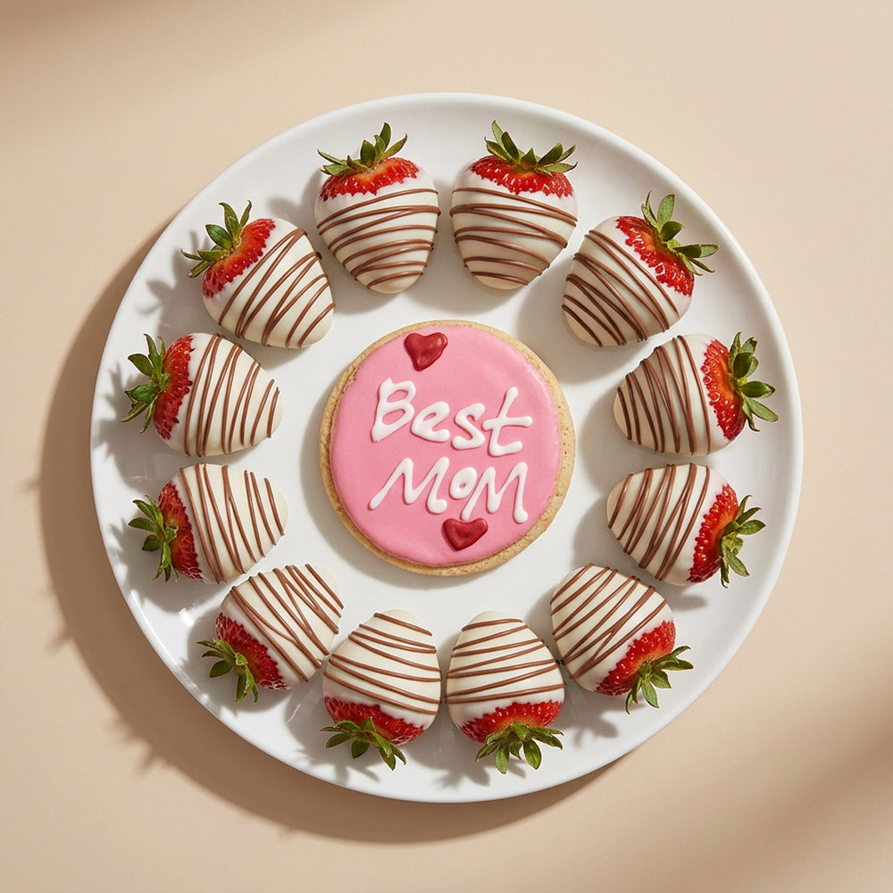 Best Mom Cookie & White Dipped Strawberries Bundle