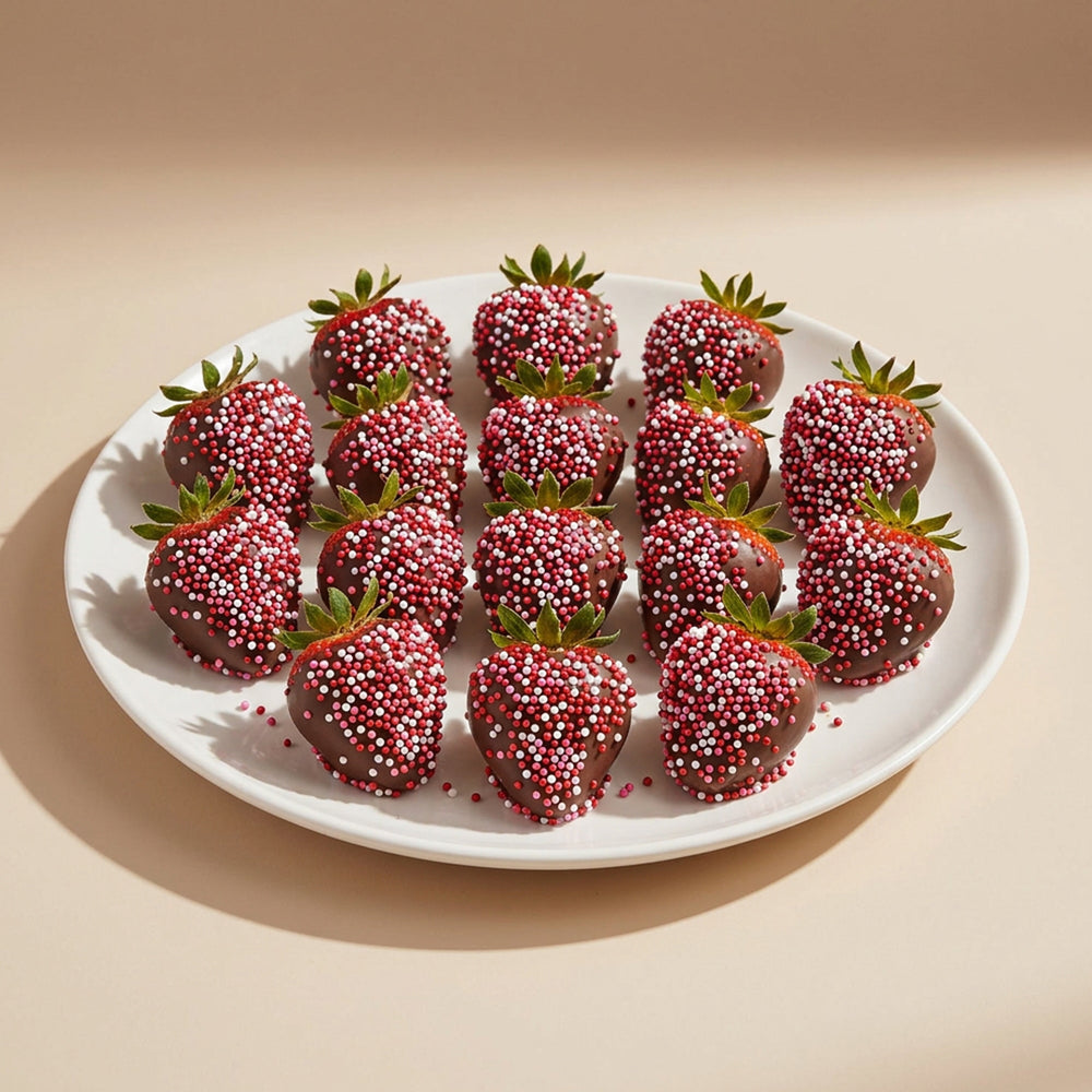 Dark Chocolate Covered Strawberries with Sprinkles