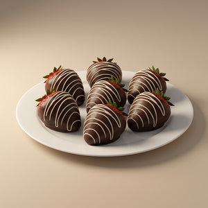 Dark Chocolate Strawberries and White Drizzle | Pack of 6