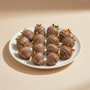 Milk Chocolate Covered Strawberries with White Chocolate Drizzle