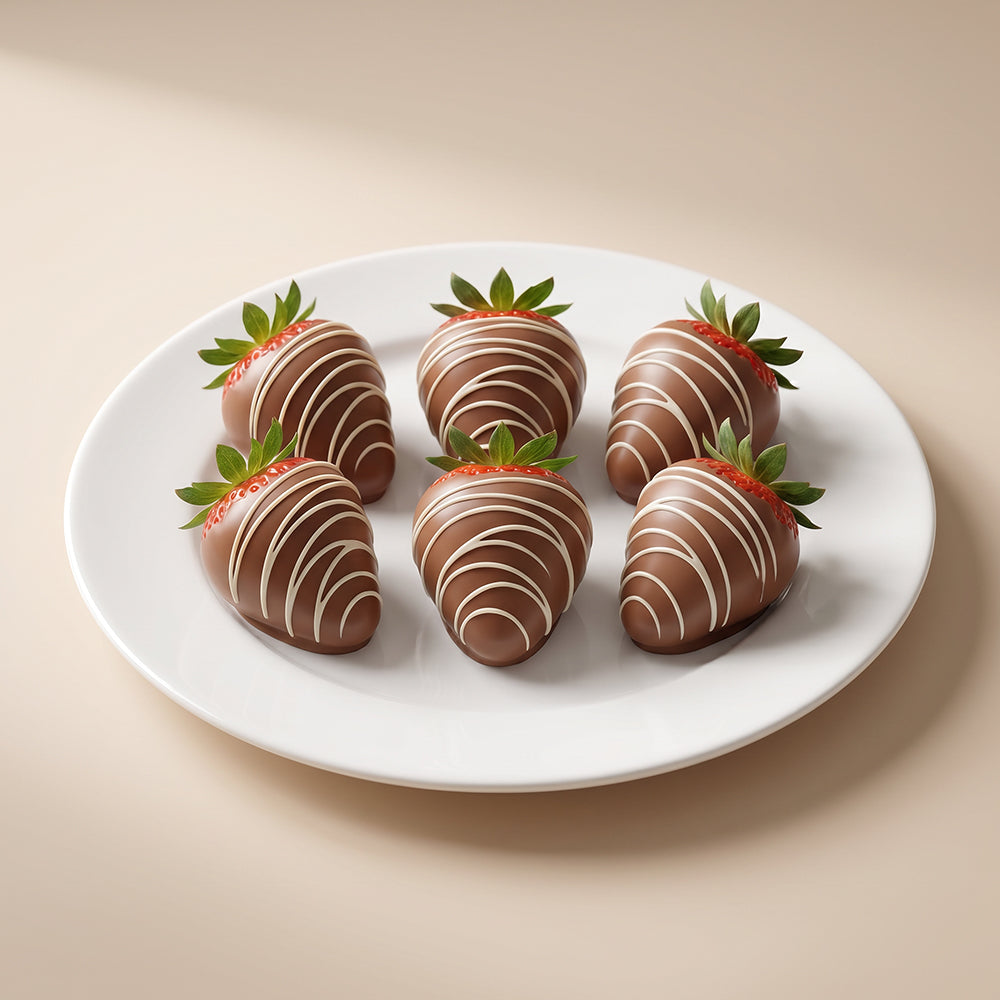 Milk Chocolate Strawberries and White Drizzle | Pack of 6