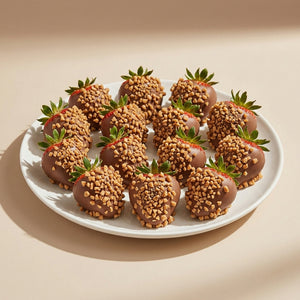 Milk Chocolate Covered Strawberries with Toffee Bits