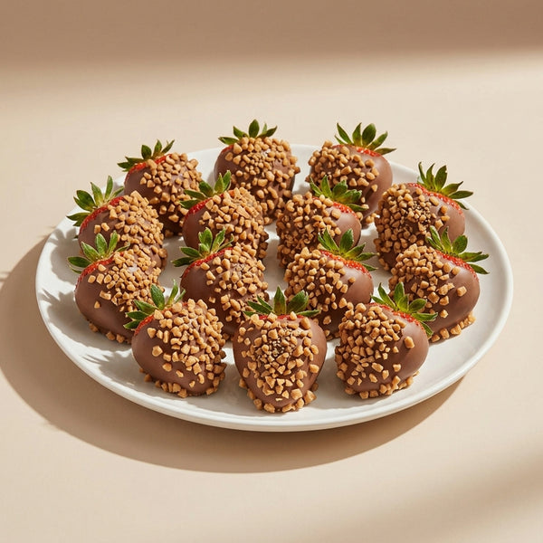 Milk Chocolate Covered Strawberries with Toffee Bits