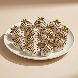 White Chocolate Covered Strawberries with Dark Chocolate Drizzle