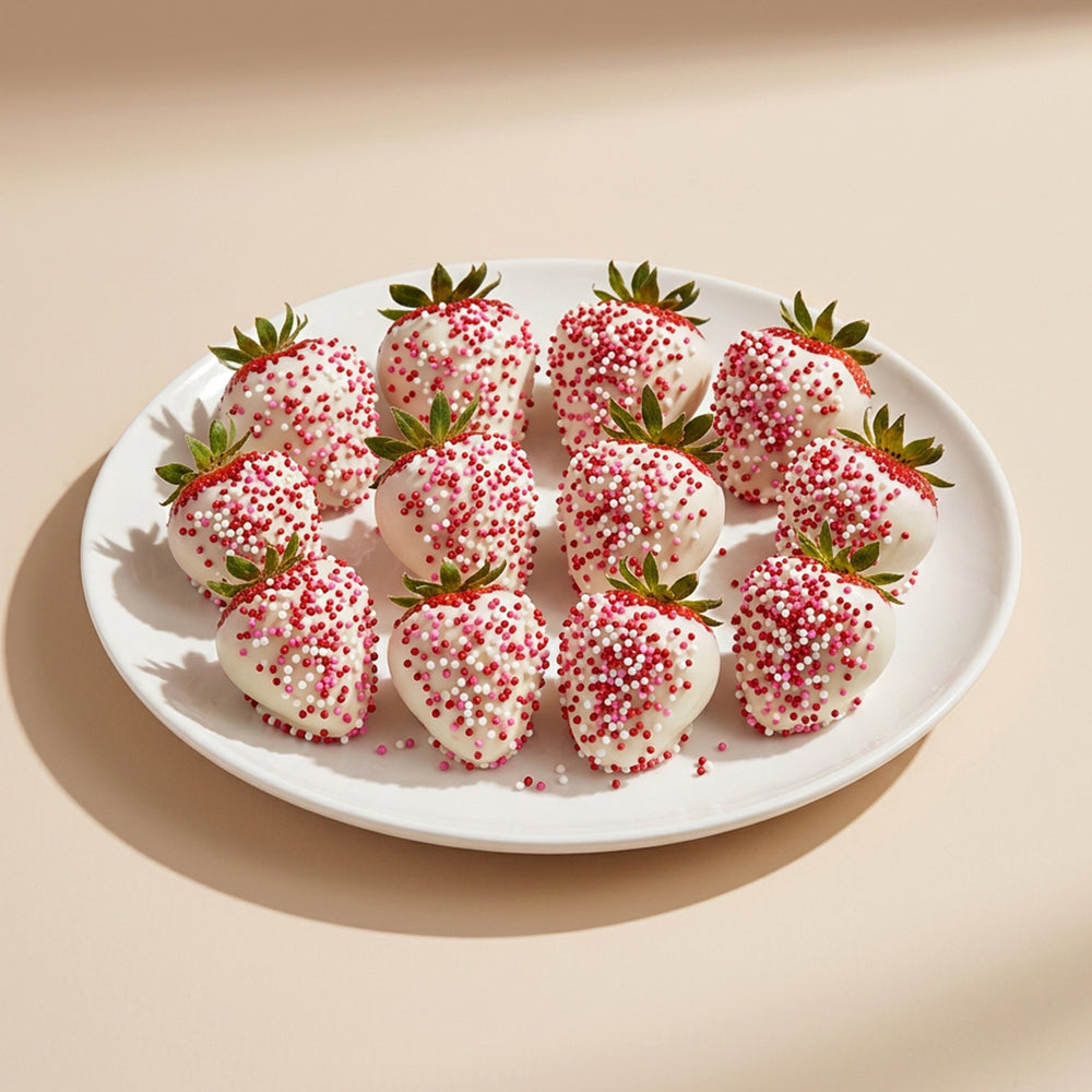 White Chocolate Covered Strawberries with Sprinkles