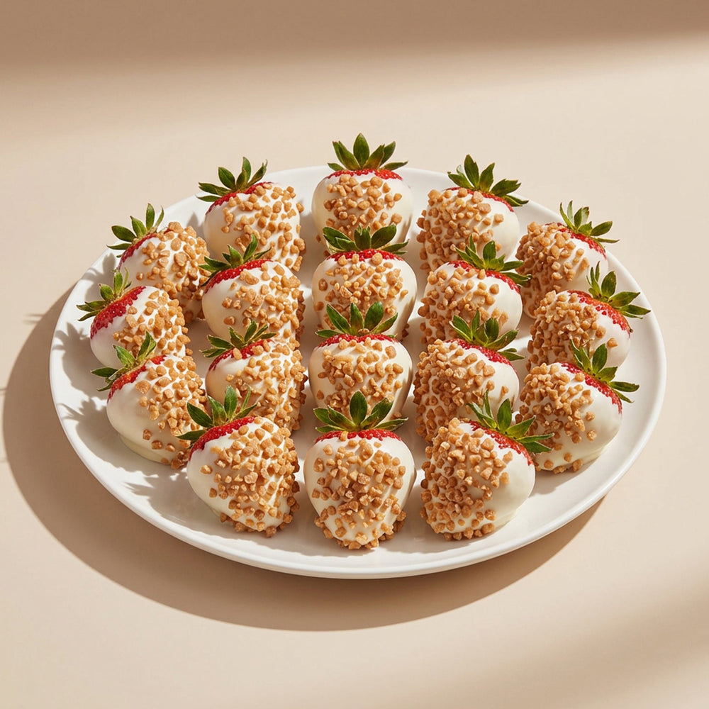 White Chocolate Covered Strawberries with Toffee Bits