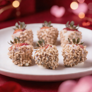 6 Valentines White Chocolate Covered Strawberries with Toffee Bits Chocolate Covered