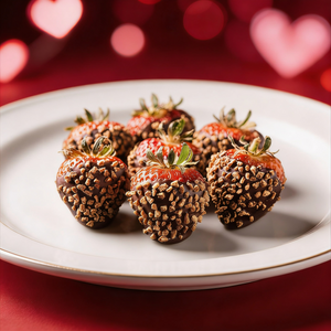 6 Valentines Dark Chocolate Covered Strawberries with Toffee Bits Chocolate Covered