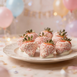 Birthday White Chocolate Covered Strawberries with Sprinkles Chocolate Covered