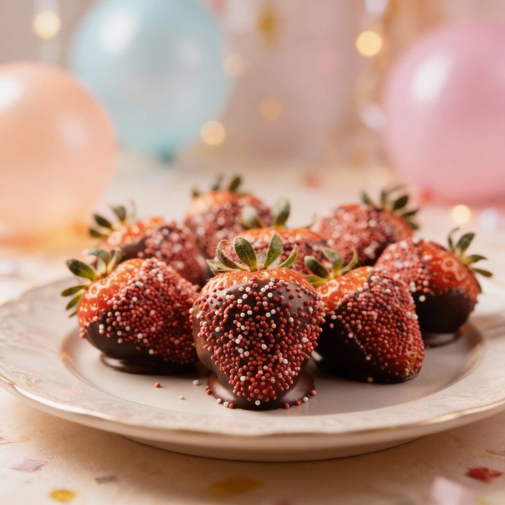 Birthday Dark Chocolate Covered Strawberries with Sprinkles Chocolate Covered