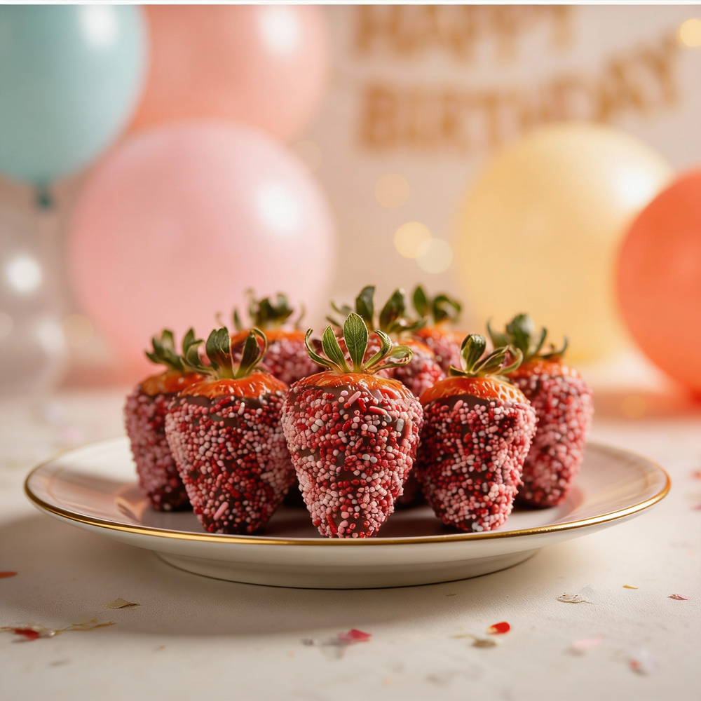 Birthday Milk Chocolate Covered Strawberries with Sprinkles Chocolate Covered