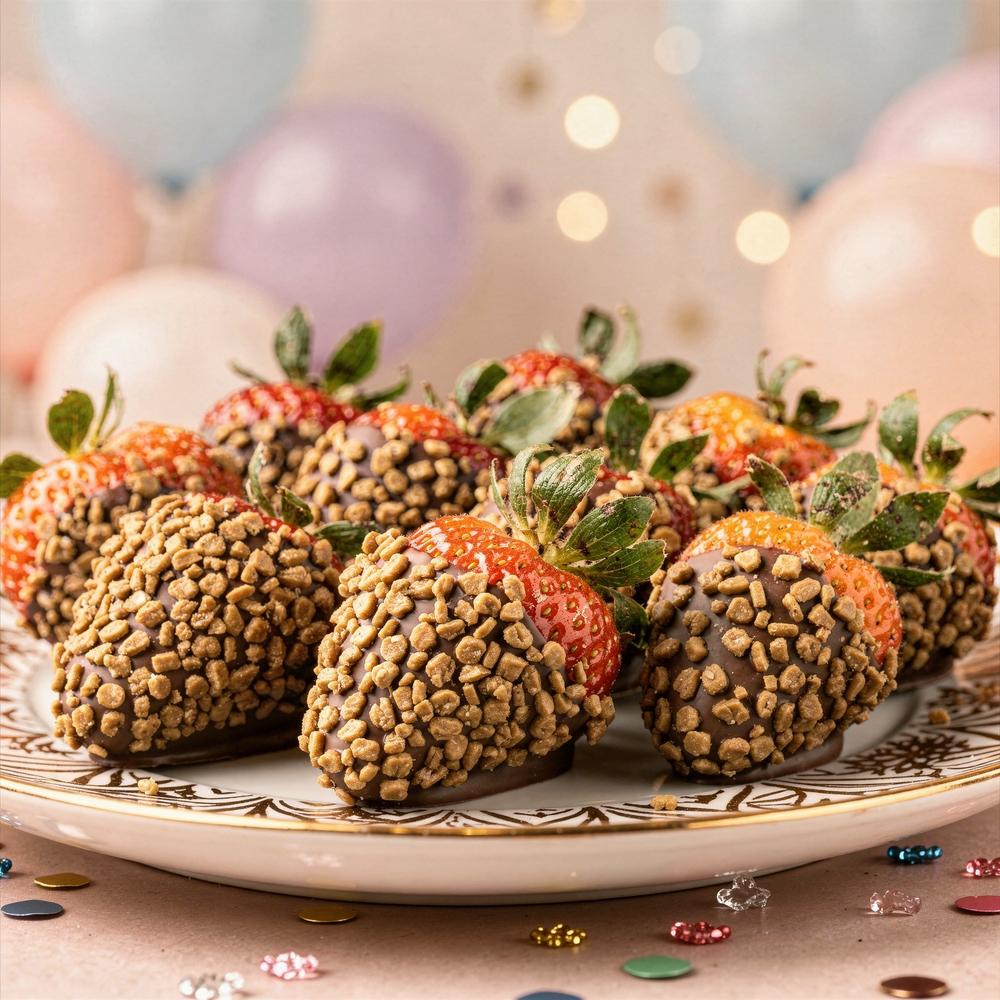 Birthday Milk Chocolate Covered Strawberries with Toffee Bits Chocolate Covered