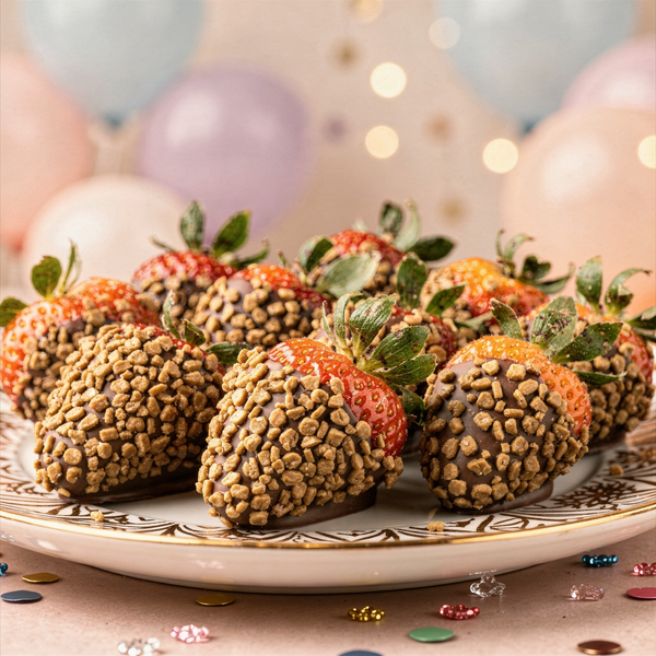 Birthday Milk Chocolate Covered Strawberries with Toffee Bits Chocolate Covered