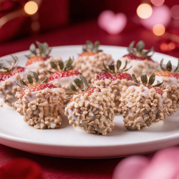 Valentines White Chocolate Covered Strawberries with Toffee Bits Chocolate Covered