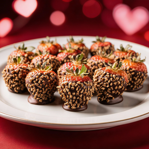 Valentines Dark Chocolate Covered Strawberries with Toffee Bits Chocolate Covered