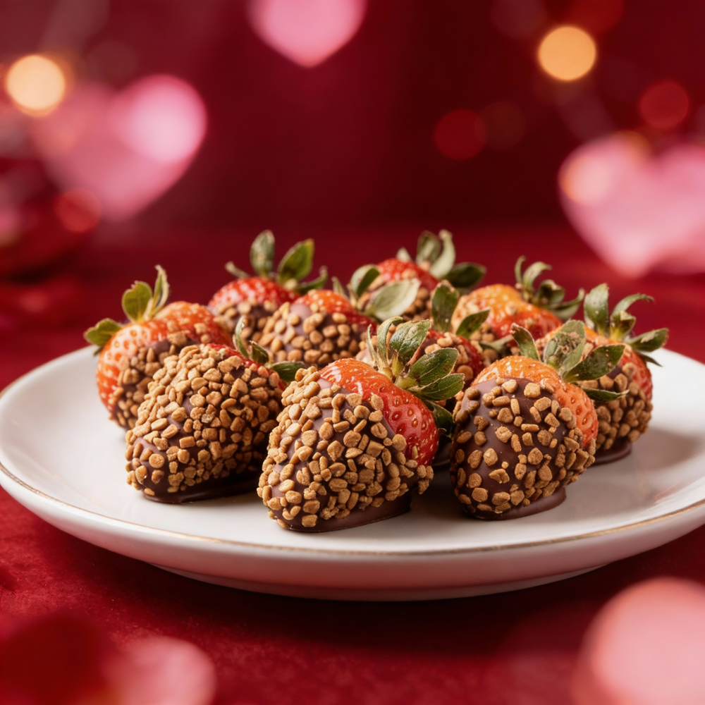 Valentines Milk Chocolate Covered Strawberries with Toffee Bits Chocolate Covered