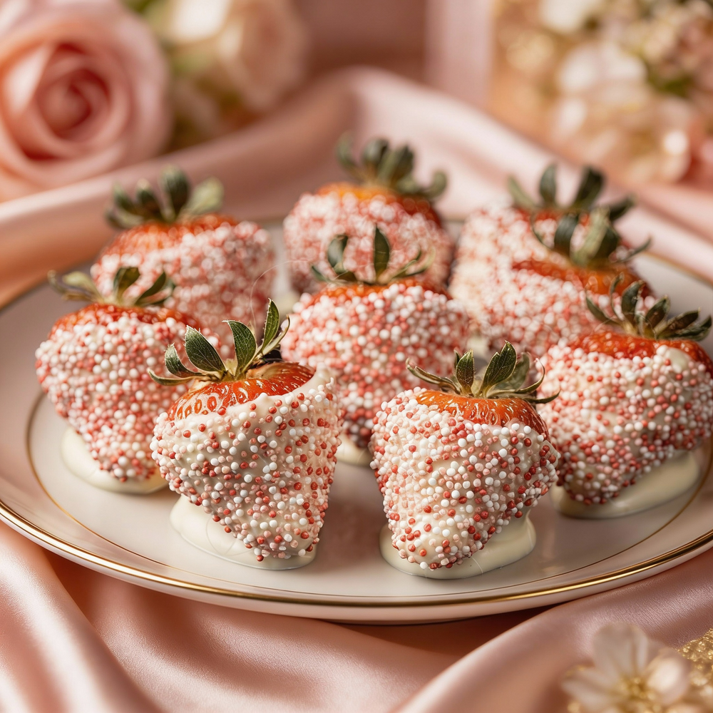 Her Favourite White Chocolate Covered Strawberries with Sprinkles Chocolate Covered