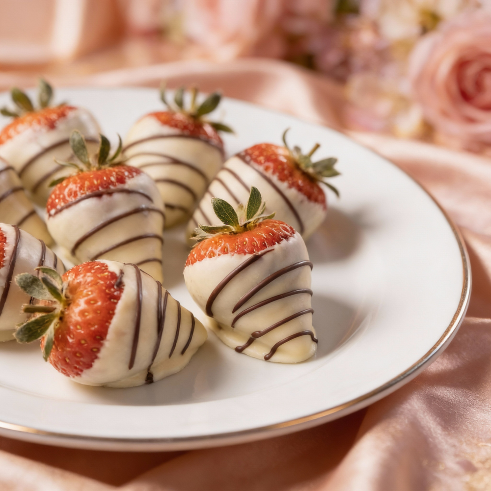 Her Favourite White Chocolate Covered Strawberries with Dark Chocolate Drizzle Chocolate Covered