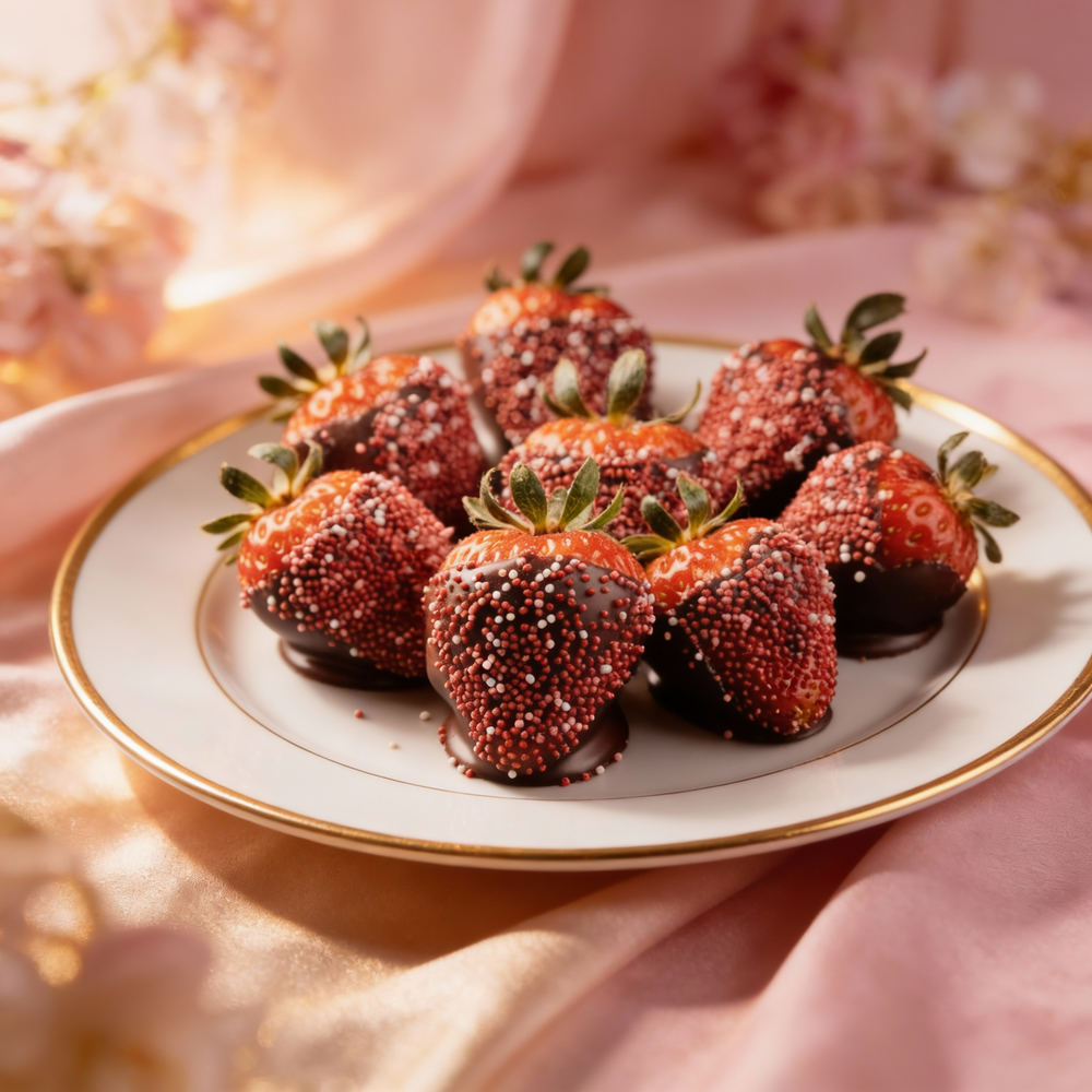 Her Favourite Dark Chocolate Covered Strawberries with Sprinkles Chocolate Covered