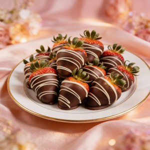 Her Favourite Dark Chocolate Covered Strawberries with White Chocolate Drizzle Chocolate Covered