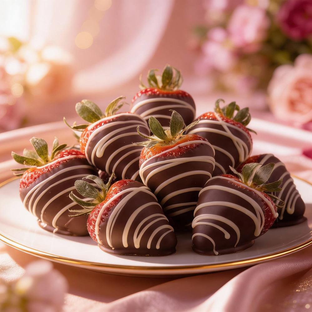 Her Favourite Milk Chocolate Covered Strawberries with White Chocolate Drizzle Chocolate Covered