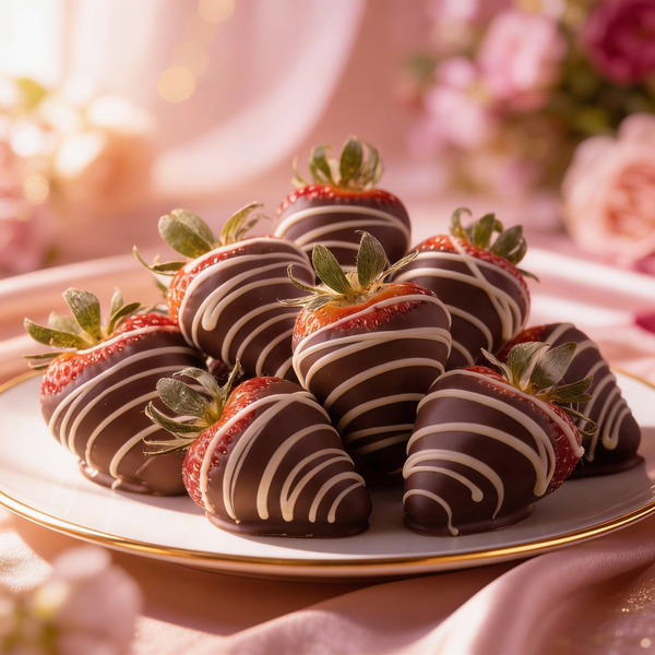 Her Favourite Milk Chocolate Covered Strawberries with White Chocolate Drizzle Chocolate Covered